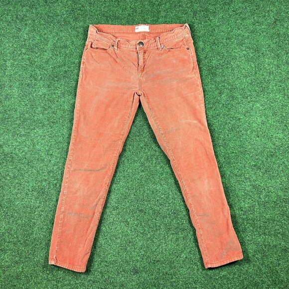 Free People Womens Size 26‎ Rust Orange Corduroy Pants Slim - Picture 2 of 9